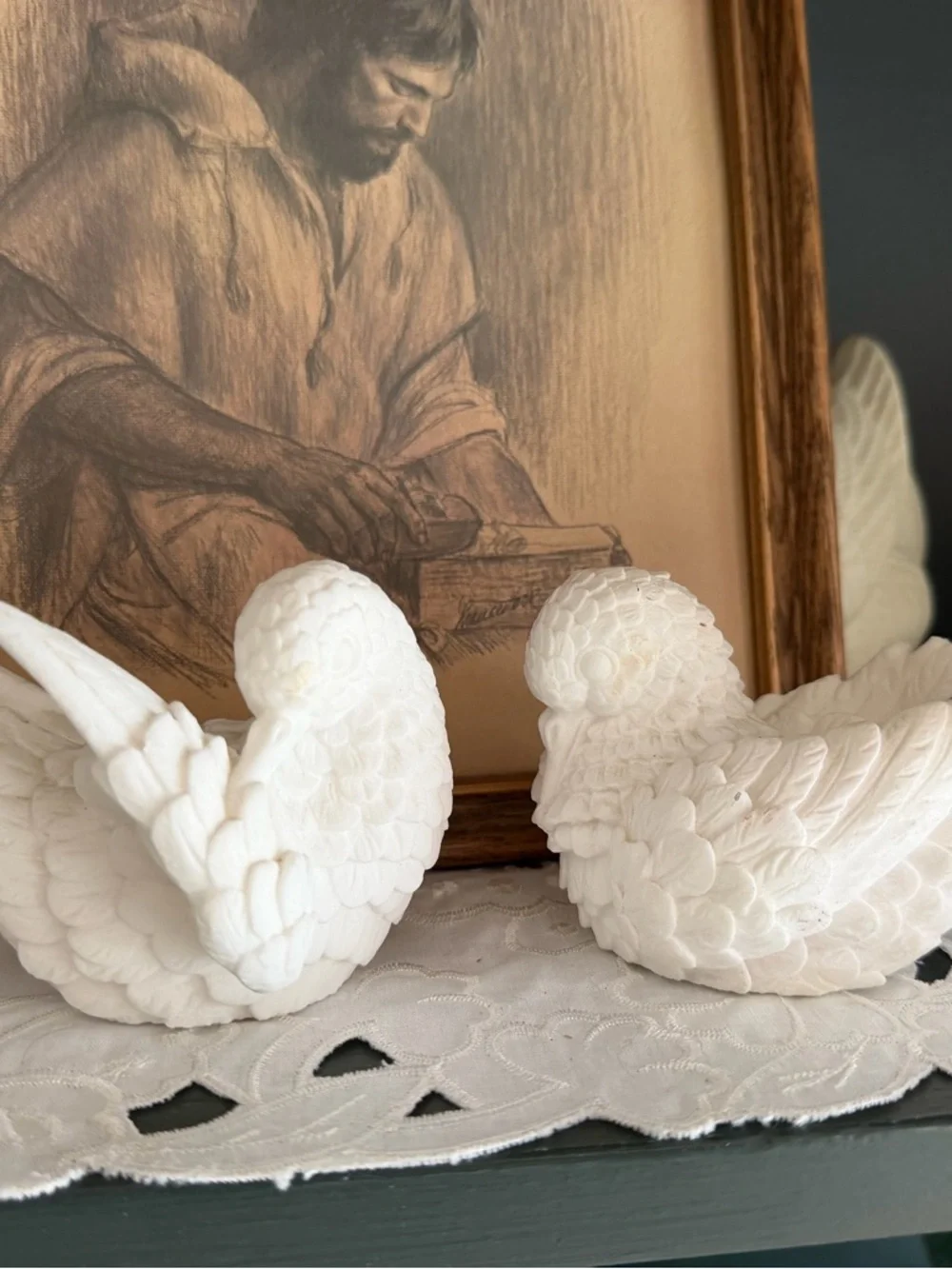 White Ceramic Doves - Picture 2 of 2